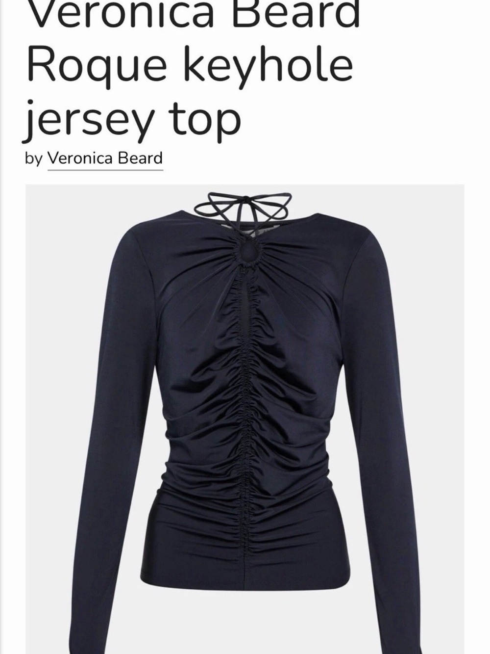 Veronica Beard Roque  Keyhole Navy Ruched Back Jersey Top